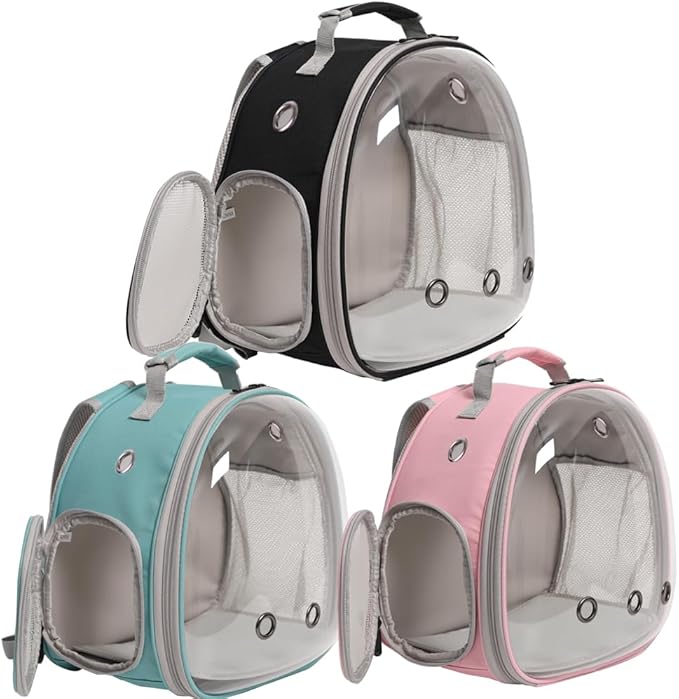 Hamster Backpack Carrier, Bearded Dragon Carrier Backpack with Clear Bubble Window,Small Animal Travel Backpack for Hedgehog Rat,Chameleon,Rabbit,Sugar Glider,Airline Approved (Pink, Backpack)