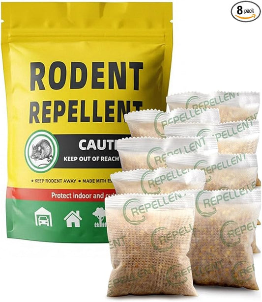 Rodent Repellent, Mice Repellent, Peppermint Rat Repellent, Keep Rodents Out of House/Cars/Rvs/Garages, Natural Mouse Repellents, Indoor & Outdoor 3 Months Protection, 8P