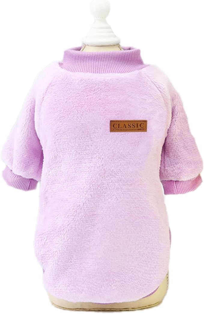 Jecikelon Pet Dog Clothes Dog Sweater Soft Thickening Warm Pup Dogs Shirt Winter Puppy Sweater for Dogs (Z01-Purple, Large)