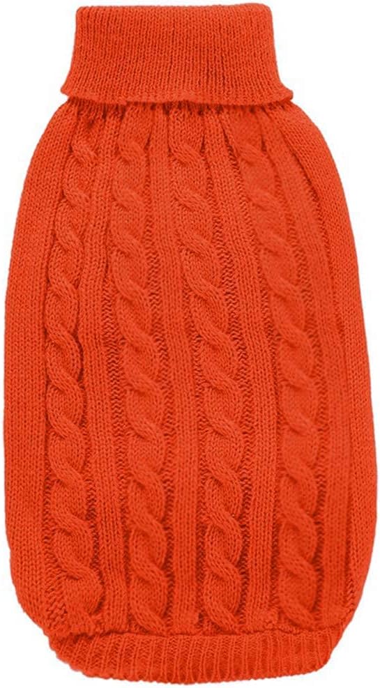 CHBORCHICEN Small Dog Sweaters Knitted Pet Cat Warm Dog Sweatshirt Winter Clothes Kitten Puppy Sweater (Small, Orange)