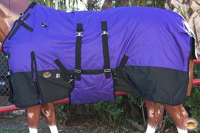 HILASON 1200D Winter Waterproof Poly Horse Turnout Blanket Belly Wrap Purple | 76 in