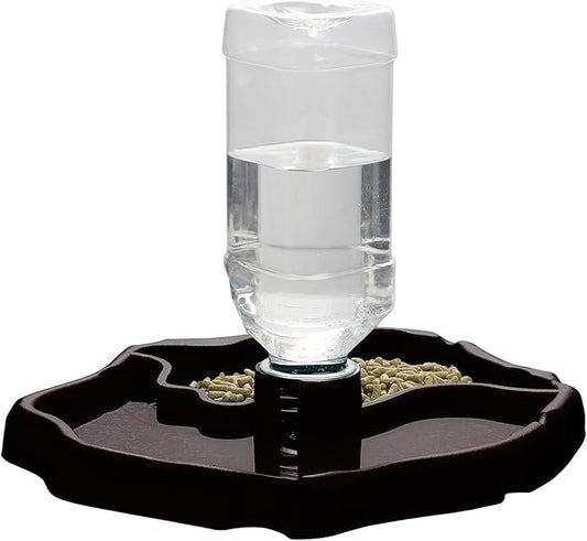 IBWell 2-in-1 Reptile Water Bowl Food Dish with Bottle Automatic Reptile Feeder for Turtle, Bearded Dragon, Lizard Gecko Water Bowl Food Dish
