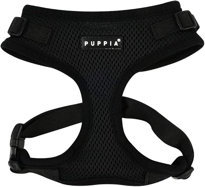 Authentic Puppia RiteFit Harness with Adjustable Neck, Black, Medium