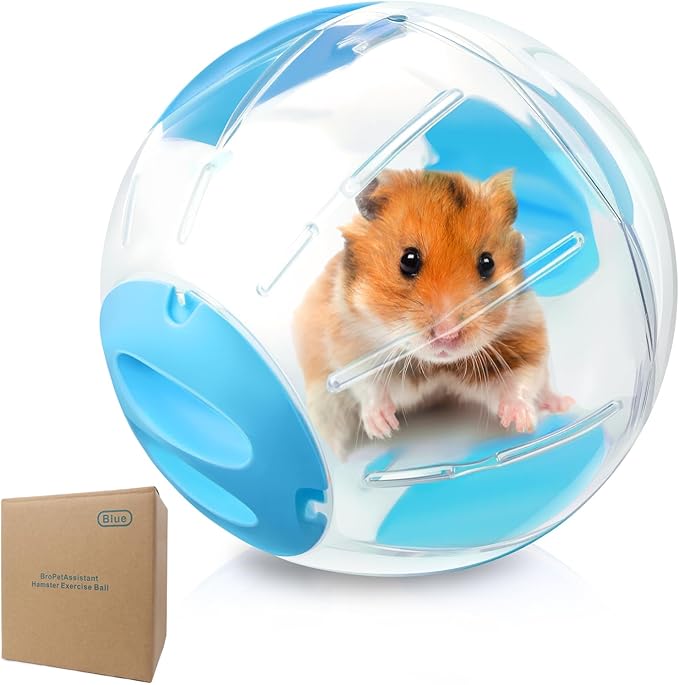 Hamster Exercise Ball, 7.9 Inch Syrian Hamster Ball, Transparent, Large Ball with Four entrances (Blue)