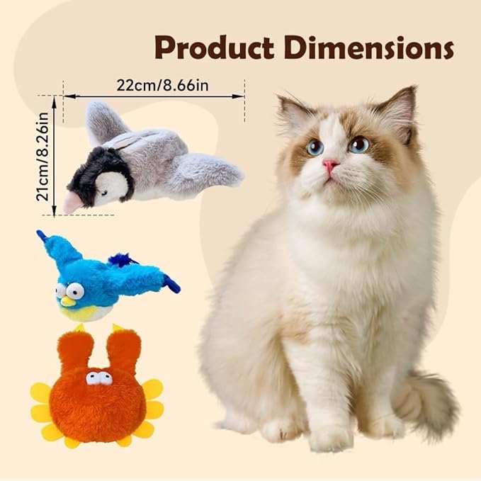 Flapping Chase Cat Toy, Interactive Chirping Flying Bird Cat Toy, Chirping Bird Cat Toy Flapping Wings (Blue)