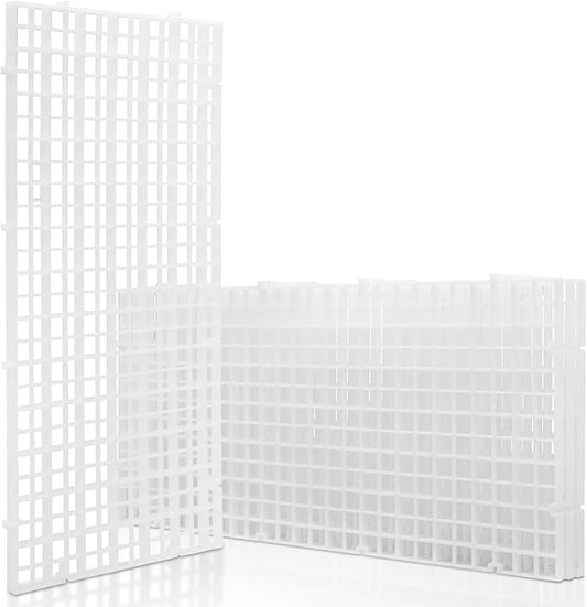 LINLAN 4 Pieces 5.9x11.8in (15X30cm) Aquarium Grid Plastic, Fish Tank Divider, Egg Crate for DIY Filtration and Bottom Protection in Aquascaping (White-No Accessories)