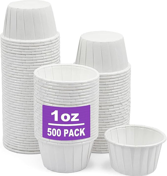 CAMKYDE 500 pcs Ketchup Cup Small Paper Cups 1 oz, Leak-Proof Food Safe Disposable Condiment Cups Sample Medicine Cup (Pack of 500)