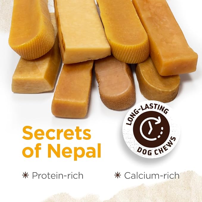 Natural Farm Himalayan Yak Cheese Chews, Protein-Rich, Low-Allergen, Lactose-Free, Gluten-Free, 100% Natural - Medium, 4 Pack