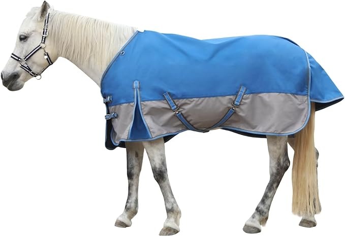 LEAFOREST 1200D Horse Blanket Waterproof Breathable Turnout (no Filling) Standard Neck Horse Sheet Blue Grey 72IN