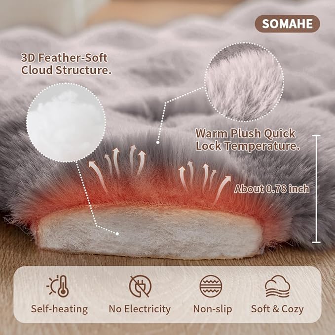 Cat Beds for Indoor Cats Plush Pad Mat with Non-Slip Bottom Faux Fur Soft Kitten Bed for Carriers/Floor/Couch Dog & Puppy Washable 23 x 15 Inch Medium Grey