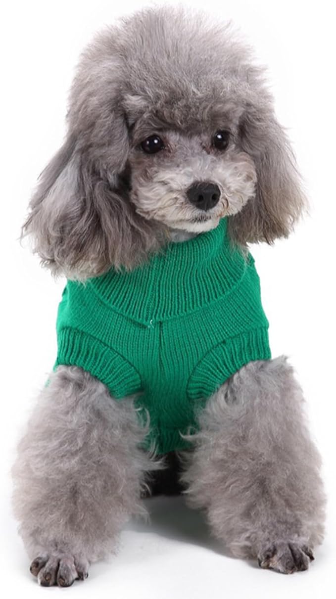CHBORCHICEN Small Dog Sweaters Knitted Pet Cat Warm Dog Sweatshirt Winter Clothes Kitten Puppy Sweater (Medium,Green)