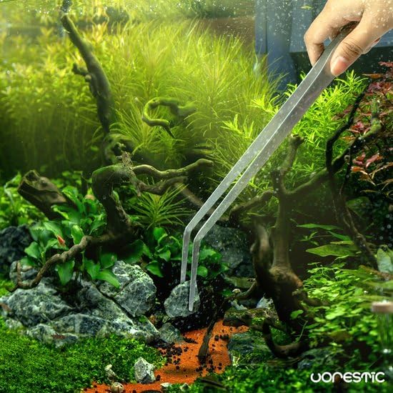 VORESTIC 15 Inches Heavy Duty Reptile Feeding Tongs, Curved Aquarium Tweezers, Reptile Tongs, Fish Feeding Tongs, Reptile Feeding Tweezers, Long Tweezers for Aquarium and Terrarium