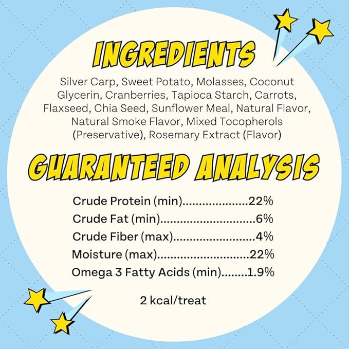 Chippin Fish Jerky Natural Dog Training Treats | Made in USA, Grain-Free, Hypoallergenic & Human-Grade Protein | Puppies & Senior Dogs | Low Fat (4-Pack, Wild-Caught Fish)