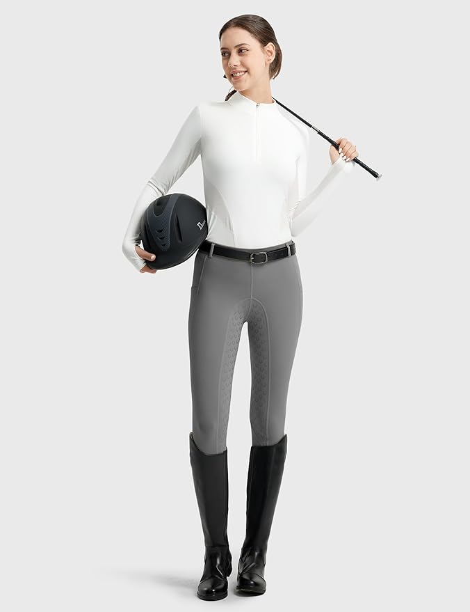 FitsT4 Sports Women's Full Seat Riding Tights Active Silicon Grip Horse Riding Tights Equestrian Breeches
