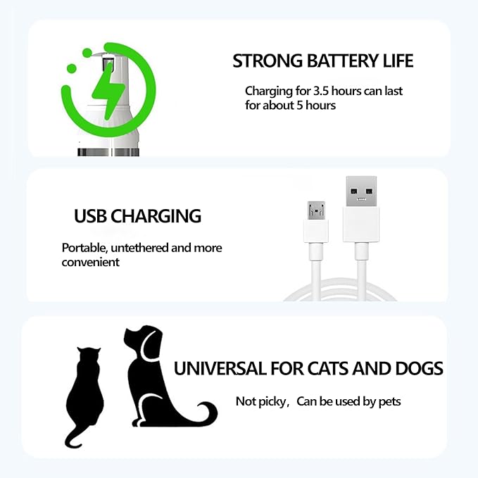 Petstyle Pro™ 4 Different Blades, 4-in-1 Cordless Motorized Trimmer Low Noise USB Rechargeable Pet Clipper for Dogs and Cats, for Trimming Hair Around Paws, Eyes, Ears, face, Buttocks, White