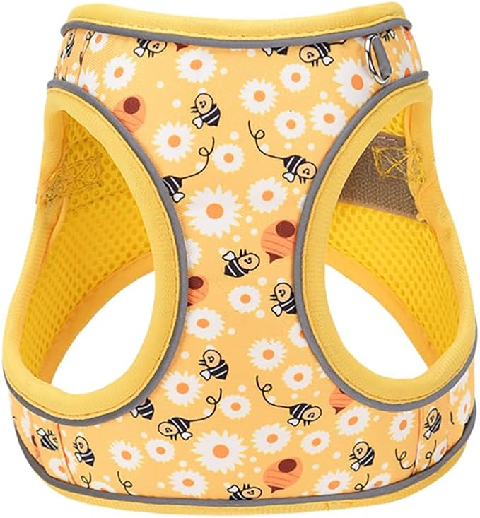 Step in Dog Harness and Leash Set, Flower Adjustable Easy Walk Puppy Harnesses, Soft Mesh Pet Vest Harness Small Size Dog Adjustable No Pull Dog Harness for Small Medium Dogs(Bee, M)
