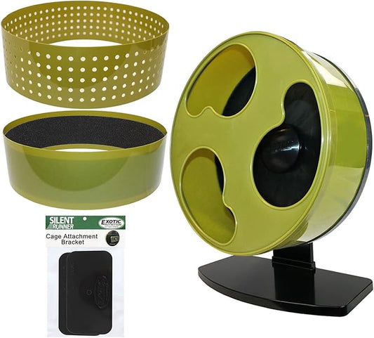Silent Runner 12" Wide + Cage Attachment + Sandy Track - Silent, Fast, Durable Exercise Wheel - Sugar Gliders, Degus, Rats, Hedgehogs, Prairie Dogs & Small Pets
