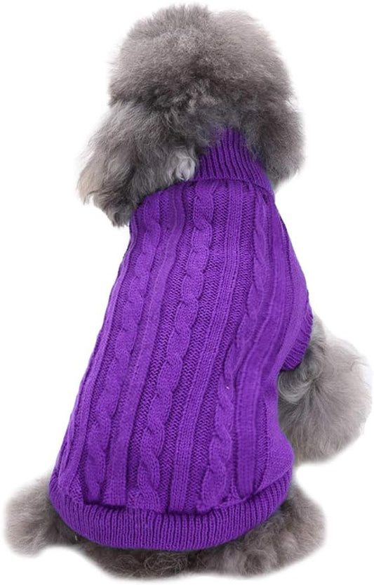 CHBORCHICEN Small Dog Sweaters Knitted Pet Cat Warm Dog Sweatshirt Winter Clothes Kitten Puppy Sweater (X-Small, Purple)