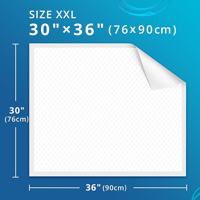 WhyWorry Extra Large Disposable Bed Pads 30" x 36", Super Absorbent Leakproof Incontinence Underpads for Surface Protection, Quilted Chucks Pee Pads for Adults and Babies, 80 Count (2 Packs of 40)