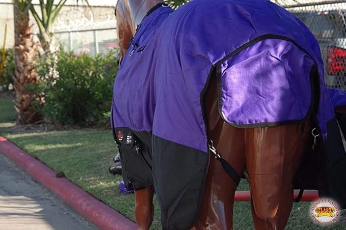 HILASON 1200D Winter Waterproof Poly Horse Turnout Blanket Belly Wrap Purple | 84 in