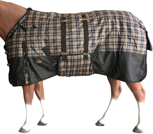 HILASON Orange Black Plaid 81 in 1200D Winter Waterproof Poly Horse Turnout Blanket Belly Wrap
