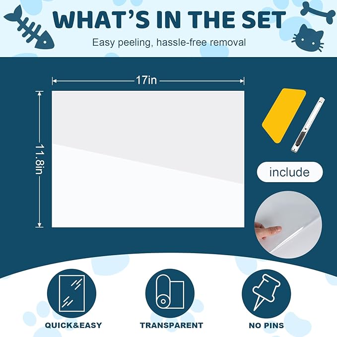 Cat Scratch Furniture Protector 17x11.8 in, 16 Pack Self-Adhesive Single Side Couch Protector from Cat Claws, Furniture Protectors from Cats, Anti Scratch Sticky Tap, No Pins