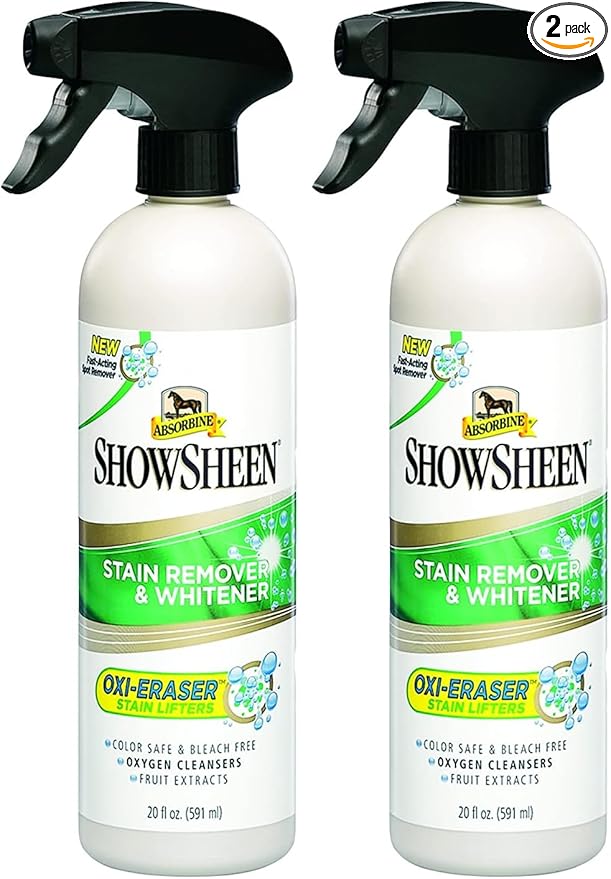 Absorbine ShowSheen Stain Remover & Horse Whitener, Oxi-Eraser Stain Lifters, 20oz (Pack of 2)