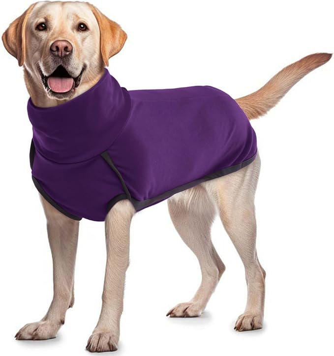 ROZKITCH Dog Sweatshirts for Large Dogs, Pet Windproof Warm Cold Weather Jacket Vest Cozy Jumpsuit Apparel Outfit Clothes for Walking Hiking Travel Sleep Purple L