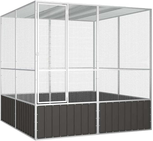 Metal Steel Large Bird Cage for Budgies, Pigeons, Galvanized Steel Birdcage Aviary House, 84.1"x85.6"x83.3", Anthracite,-569