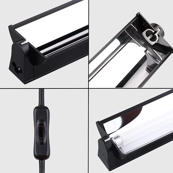 Aiicioo T5 UVB Lighting Combo Kit - Desert 10.0 Terrarium Hood Light Fixture & High Output T5 HO UVB Bulb for Reptiles Chameleon Gecko (34Inch 39W)