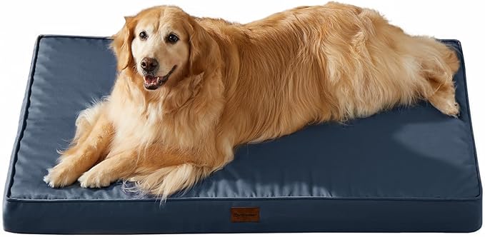 BFPETHOME Outdoor Dog Bed for Large Dogs, Waterproof, Orthopedic with Removable Washable Cover, Egg Crate Foam - 54 x 36 in, Navy