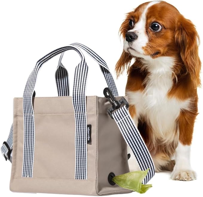Dog Walking Bag Crossbody Tote and Dog Treat Pouch with Built-in Poop Bag Dispenser