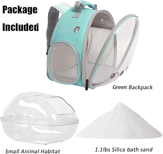 Portable Travel Backpack Habitat for Small Animal, Space Capsule Bubble Window Guinea Pig Bird Bearded Dragon Turtle Carrier Rabbit Squirrel Hamster Cage Breathable Handbag