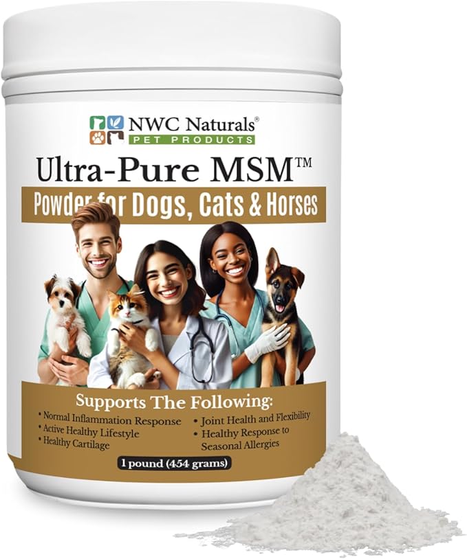 NWC Naturals Ultra-Pure MSM for Dogs, Cats & Horses, Supports Hip, Joint and Connective Tissue for Healthy Cartilage and Mobility Opti MSM, 1 lb Canister