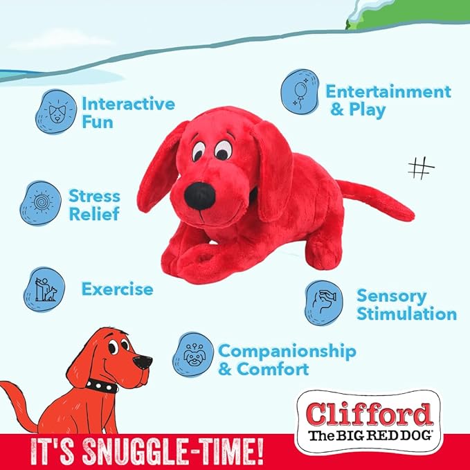 Clifford® Snuggle Buddy 14" Plush Dog Toy | Cozy Dog Stuffed Animals Play Toy for Medium to Large Dogs | Comfort, Squeakers, Crinkle, Interactive Bonding