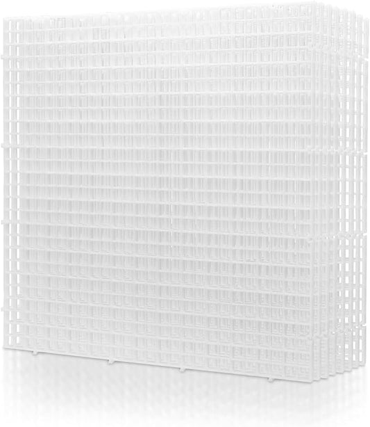 LINLAN 8 Pieces 11.8x11.8in (30X30cm) Aquarium Grid Plastic, Fish Tank Divider, Egg Crate for DIY Filtration and Bottom Protection in Aquascaping (White-No Accessories)