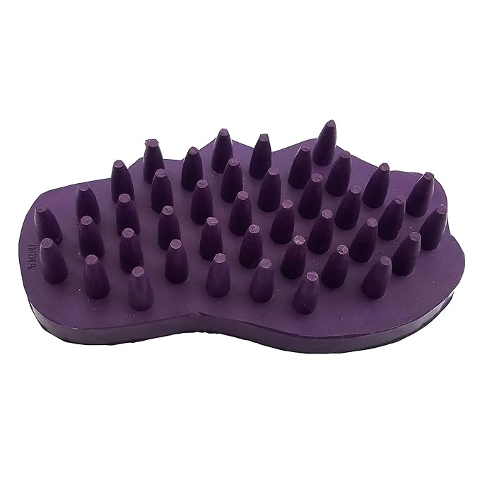 Grewal Equestrian Snuggy Clean Large Teeth Rubber Groomer Curry (Purple)