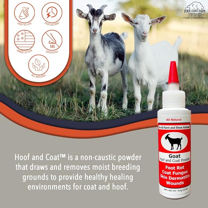 Goat Hoof & Coat Powder - Wound Care, Heals/Prevents Foot Rot, Skin Problems - All Natural, Non-Caustic, Easy to Use (2.5 oz)