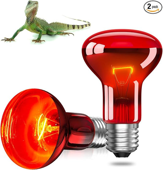 GlowUp 2 Pack E26 Infrared Heat Lamp, 50W Reptile Heat Emitter Infrared Basking Spot Light, Red Heat Lamp for Chickens Coop Reptile Pets Brooder Use