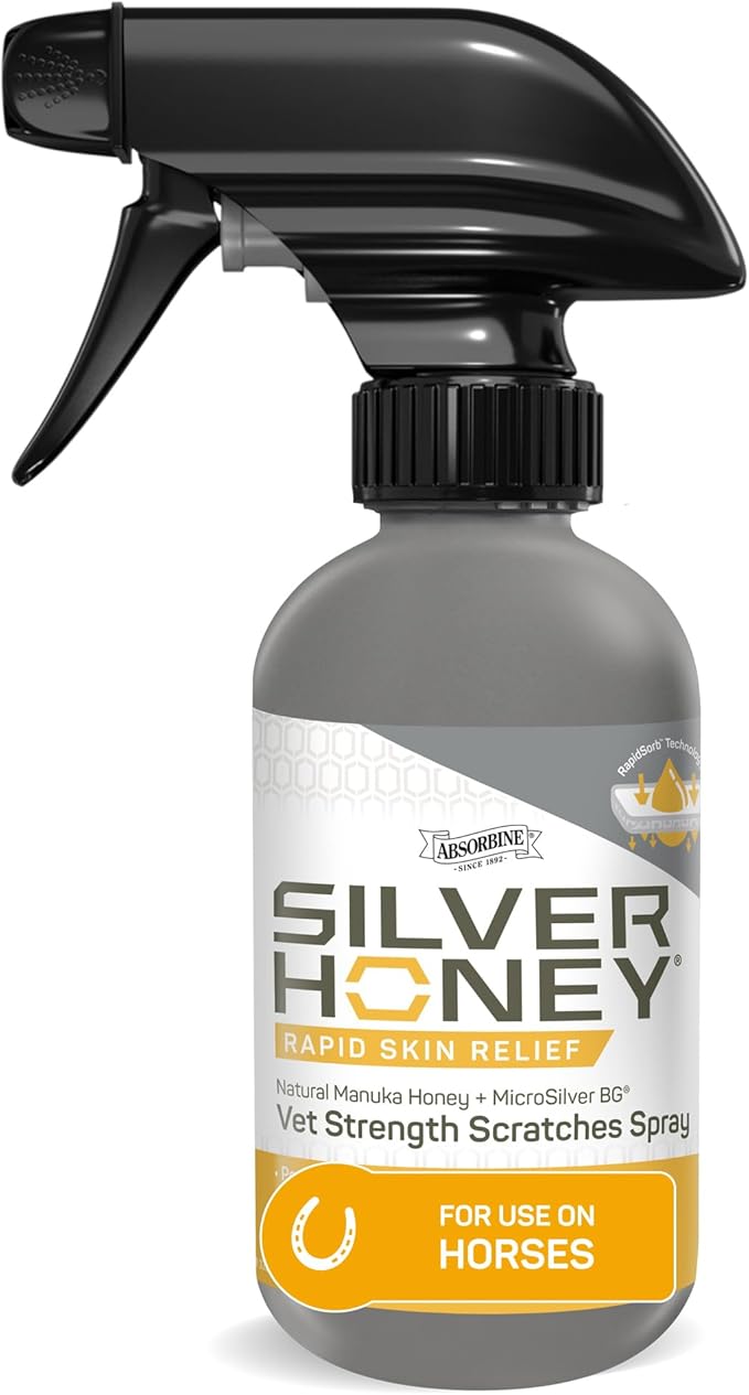 Silver Honey Rapid Relief 6oz Spray for Horses Only, Use for Equine Scratches/Pastern Dermatitis/Mud Fever/Dew Poisoning/Cracked Heels
