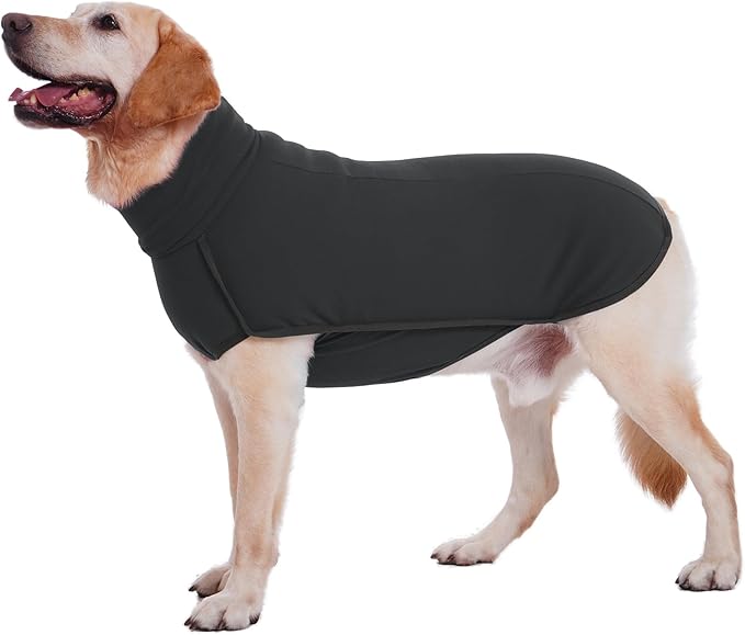 ROZKITCH Dog Winter Coat Soft Pullover Pajamas, Pet Windproof Warm Cold Weather Jacket Vest Cozy Jumpsuit Apparel Outfit Clothes for Walking Hiking Travel Sleep Black 3XL