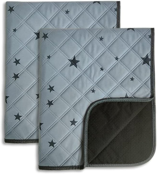 RIOUSSI Washable Pee Pads for Dogs, Reusable, Absorbent, Leakproof, Non Slip Pet Puppy Pads for Potty Training. Gray Stars, 18x24 Inch(2pack)