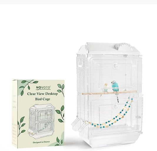 Clear View Bird Cage, Medium Birdcage Aviary for Beginner, Backup Bird Cages Ideal for Travel,Carrier, Bird Breeding or Rescue