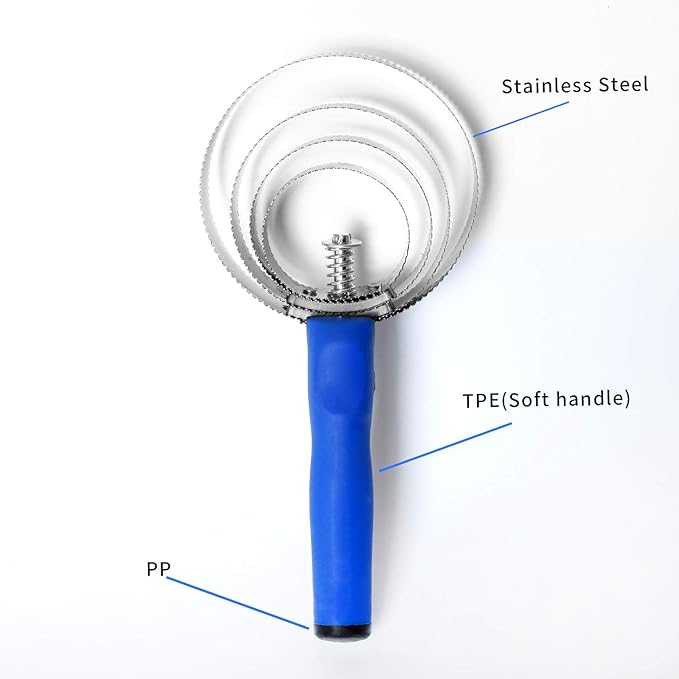 Reversible Stainless Steel Curry Comb with Soft Touch Grip (Blue)