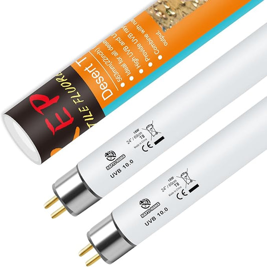 T8 UVB Reptile Light 18W 10.0-2 Pack,UVA UVB Light Bulb for Reptiles,Reptile UVB Lamp Tube for Bearded Dragon