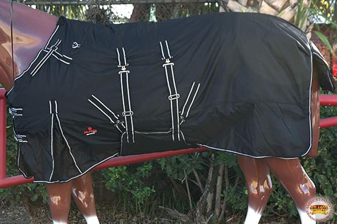 Black 72 in HILASON 1200D Winter Waterproof Poly Horse Turnout Blanket Belly Wrap