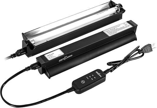 REPTI ZOO T5 HO 10.0 UVB Lighting Combo Kit with Timer, 12 Inch Reptile Light Fixture Terrarium Hood with T5 Lamp Bulb