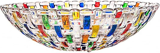 MAGCOLOR Hand Painted Colorful Woven Glass Crystal Salad & Fruit Bowl Decoration,Centerpiece For Home,Office,Wedding Decor, Fruit, Snack, Dessert, Server