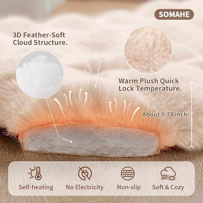 Plush Dog Bed Mat Faux Fur Cat Beds for Indoor Cats with Anti-Slip Bottom Kitten Self Warming Bed for Couch/Floor/Dog & Puppy Friendly 27 x 20 Inch Large White