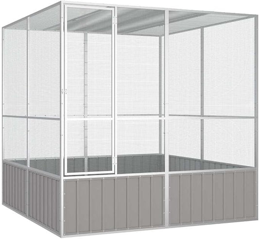 Metal Steel Large Bird Cage for Budgies, Pigeons, Galvanized Steel Birdcage Aviary House, 84.1"x85.6"x83.3", Gray,-673